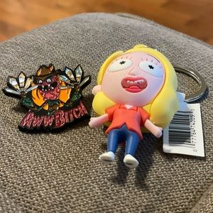 👨‍🔬👱‍♂️ Rick & Morty Collectible Lot | Scary Terry Pin & Beth Keychain🧍‍♀️👹